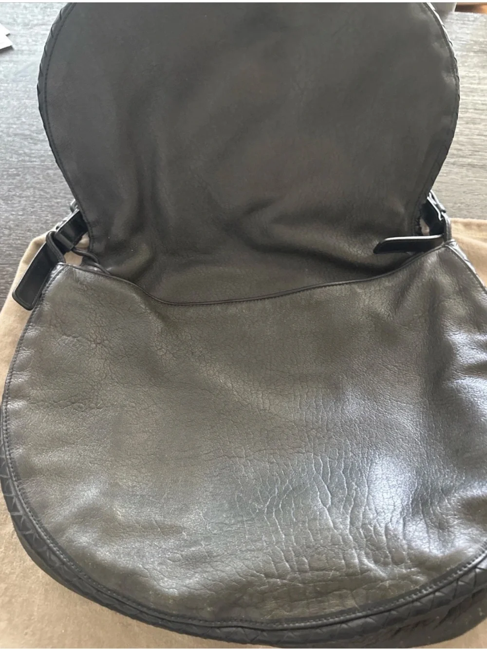 Bottega Veneta Distressed Black Leather Hobo Bag